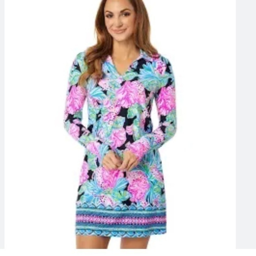 Lilly Pulitzer Andrienne Jaguar Jungle Long Sleeve UPF 50 Dress size s
